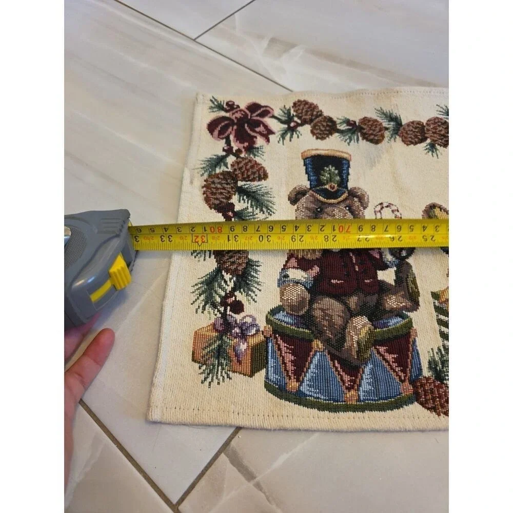 Tapestry Christmas Bears Table Runner 60